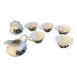 Service a cafe ou a the, en faience avec motif champ�tre, keralux, boch