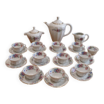 Service � caf� - th� en porcelaine de limoges motif fleurs an�mones et dorure