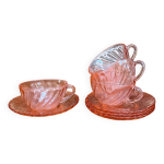 Service à café à verre rose rosaline Service à café à verre rose rosaline
