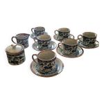 Service à café vintage en faïence bleue et crème (années 60 - 70) Service à café vintage en faïence bleue et crème (années 60 - 70)