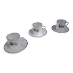 Service  caf vintage en opaline avec vhicules anciens