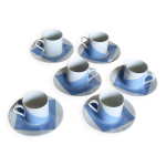 Service  caf vintage porcelaine guy degrenne dcor  carr bleu