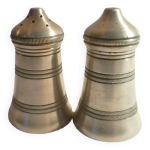 Service condiments sel / poivre salerons en met. argente sheffield