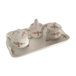 Service � dessert 3 pots � cr�me et plat � cake