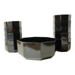Service  dessert - saladier et ramequins vintage - verre noir arcoroc