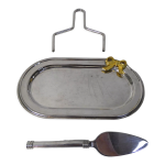 Service  foie gras plat en mtal argent et laiton