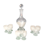 Service à liqueur carafe avec 9 verres bicolores Service à liqueur carafe avec 9 verres bicolores