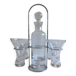 Service à liqueur digestif alcool portatif design verre & métal chromé inox Service à liqueur digestif alcool portatif design verre & métal chromé inox