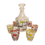 Service à liqueur digestif vintage 50 60 6 verres et 1 carafe Service à liqueur digestif vintage 50 60 6 verres et 1 carafe