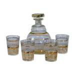 Service à liqueur en verre granité carafe et verres anciens années 50 Service à liqueur en verre granité carafe et verres anciens années 50