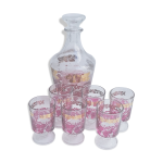 Service  liqueur en verre roses et dors