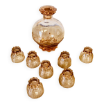 Service  liqueur vintage en verre rose