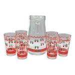 Service � orangeade cerises vintage, 6 verres et pichet, france, vmc