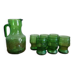 Service  orangeade italien en verre vintage vert