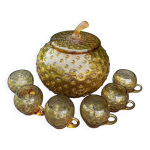 Service  orangeade / punch en verre bull annes 70 couleur jaune .