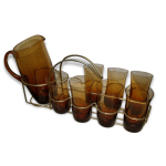 Service � orangeade dans son panier ann�es 70 pichet verres