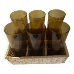 Service  orangeade vintage en verre souffl ambr