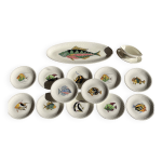 Service � poisson mod�le baie d'halong (14 pi�ces), fa�encerie de gien