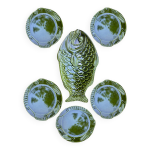 Service  poissons en barbotine verte 6 pices