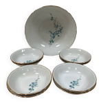 Service en porcelaine vintage : saladier et 8 coupelles