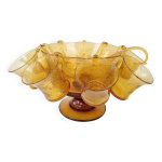 Service  punch vintage verre souffl biot ambr