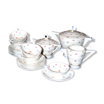 Service à thé art déco théière, 10 tasses en porcelaine de limoges chapus fils, 1930 Service à thé art déco théière, 10 tasses en porcelaine de limoges chapus fils, 1930