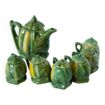 Service  th en barbotine compos d'une petite thire et de 6 mini tasses avec couvercle modle