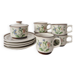 Service � th� / caf� en gr�s motif fleurs - vintage