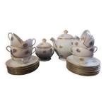 Service  th ou caf en porcelaine de limoges blanche et or  p. l  ( porcelaine limousine )