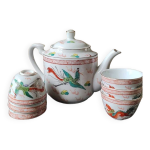 Service  th chinois / thire + 6 tasses. en porcelaine fine. dcor dragons / phoenix. style famille ...