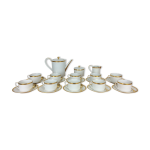 Service à thé porcelaine a. vignaud limoges et cuillers moka christofle alfénide Service à thé porcelaine a. vignaud limoges et cuillers moka christofle alfénide