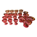 Service de verres sur pieds ann�es 1930 avec dorure dont coupes � champagne