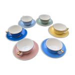 Service villeroy & boch pastel 1960 6 tasses & soucoupes vintage