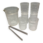 Service whisky 6 verres, sceau � gla�ons assorti et pince, vintage 1970 / 80