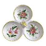 Serviteur 3 coupelles vallauris d�cor fleurs