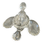 Serviteur ancien en verre (sel - poivre - moutarde) motifs coquilles Serviteur ancien en verre (sel - poivre - moutarde) motifs coquilles