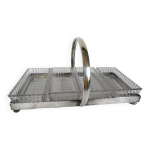 Serviteur aperitif metal argente & 4 ramequins / raviers en verre art deco Serviteur aperitif metal argente & 4 ramequins / raviers en verre art deco