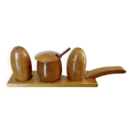 Serviteur scandinave, sel, poivre, moutarde en teck 1960 - 70