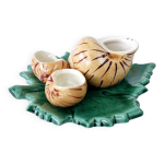 Serviteur sel poivre moutarde cramique dlg vallauris barbotine escargot feuille