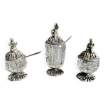 Serviteur sel, poivre et moutarde en cristal de bavire et mtal argent