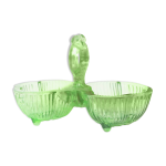 Serviteur sel poivre en verre vert, verre moul, vintage franais, authentique