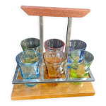 Serviteur de verres colors  liqueur art dco