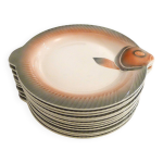Set de 12 assiettes poissons digoin sarreguemines