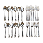 Set de 12 cuillres 12 fourchettes metal argente bouillet bourdelle poicon bb coquille