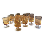 Set de 14 verres ambrs france, annes 1960 - 1970