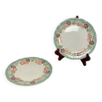 Set de 2 assiettes choisy le roi , terre de fer , motif floral, fin xixme