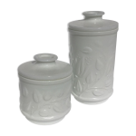 Set 2 bocaux hermtiques verre opale blanc