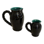 Set de 2 pichets  anse tresse, en faence grandjan - jourdan vallauris 1950