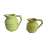 Set de 2 pichets faience onnaing barbotine art deco 1930 Set de 2 pichets faience onnaing barbotine art deco 1930