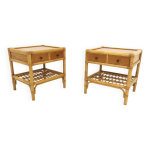 Set de 2 tables de chevet en rotin, dux, su�de, 1960